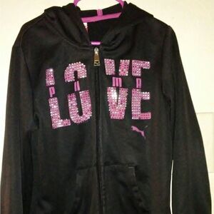 Black and pink size small girls Puma jacket